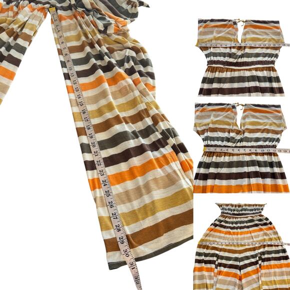 Free People Beach On the Horizon Striped Split Hem Jumpsuit Medium M Retro 70’s - Picture 9 of 13